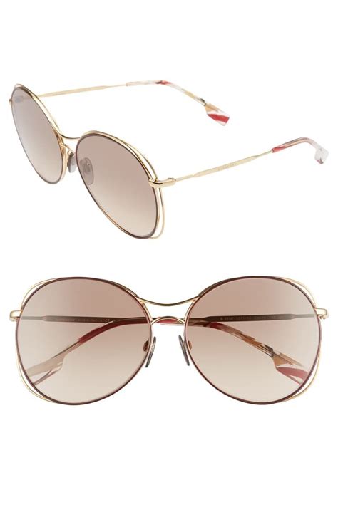 burberry 60mm gradient round sunglasses|BURBERRY BE3105 Round Sunglasses For Women .